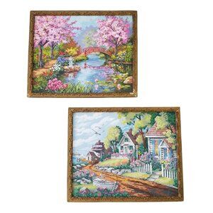 Charming PBN Paintings Paint-By-Numbers Art in Antique Gilded Frames